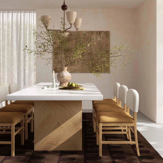 Calla Performance Velvet Dining Chair by TOV Furniture. Made from boucle, velvet, wood in a unique style.