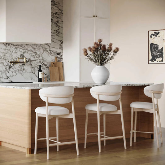 Zinea Performance Textured Velvet Counter Stool by TOV Furniture. Made from velvet, wood in a unique style.