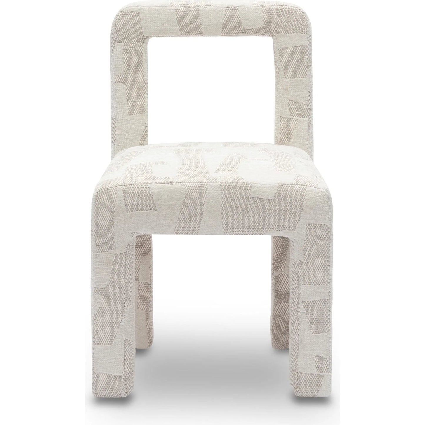 002 SI-2320908 | Additional Silo | Hazel Patterned Jacquard Dining Chair by TOV Furniture in cream. Made from jacquard, plywood, wood in a eclectic & global style.