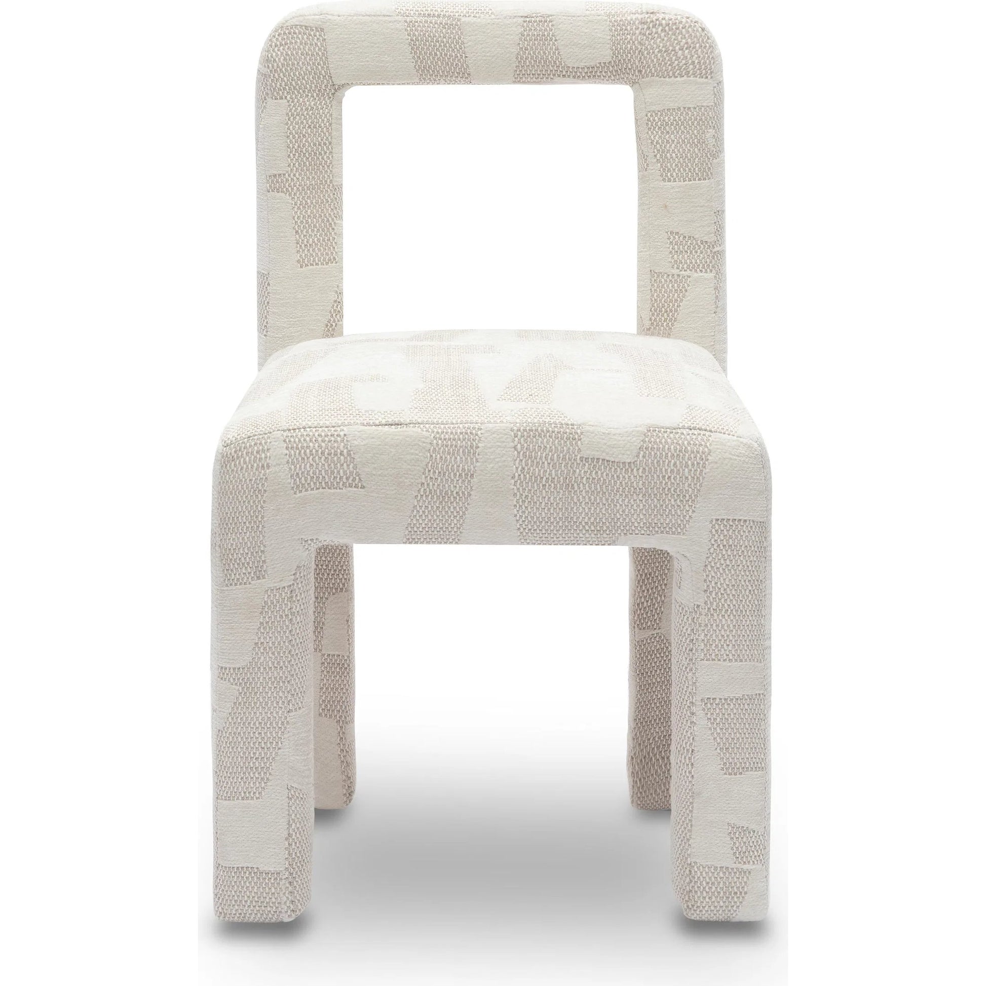 Hazel Patterned Jacquard Dining Chair by TOV Furniture in cream. Made from jacquard, plywood, wood in a eclectic & global style.
