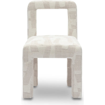 Hazel Patterned Jacquard Dining Chair by TOV Furniture in cream. Made from jacquard, plywood, wood in a eclectic & global style.