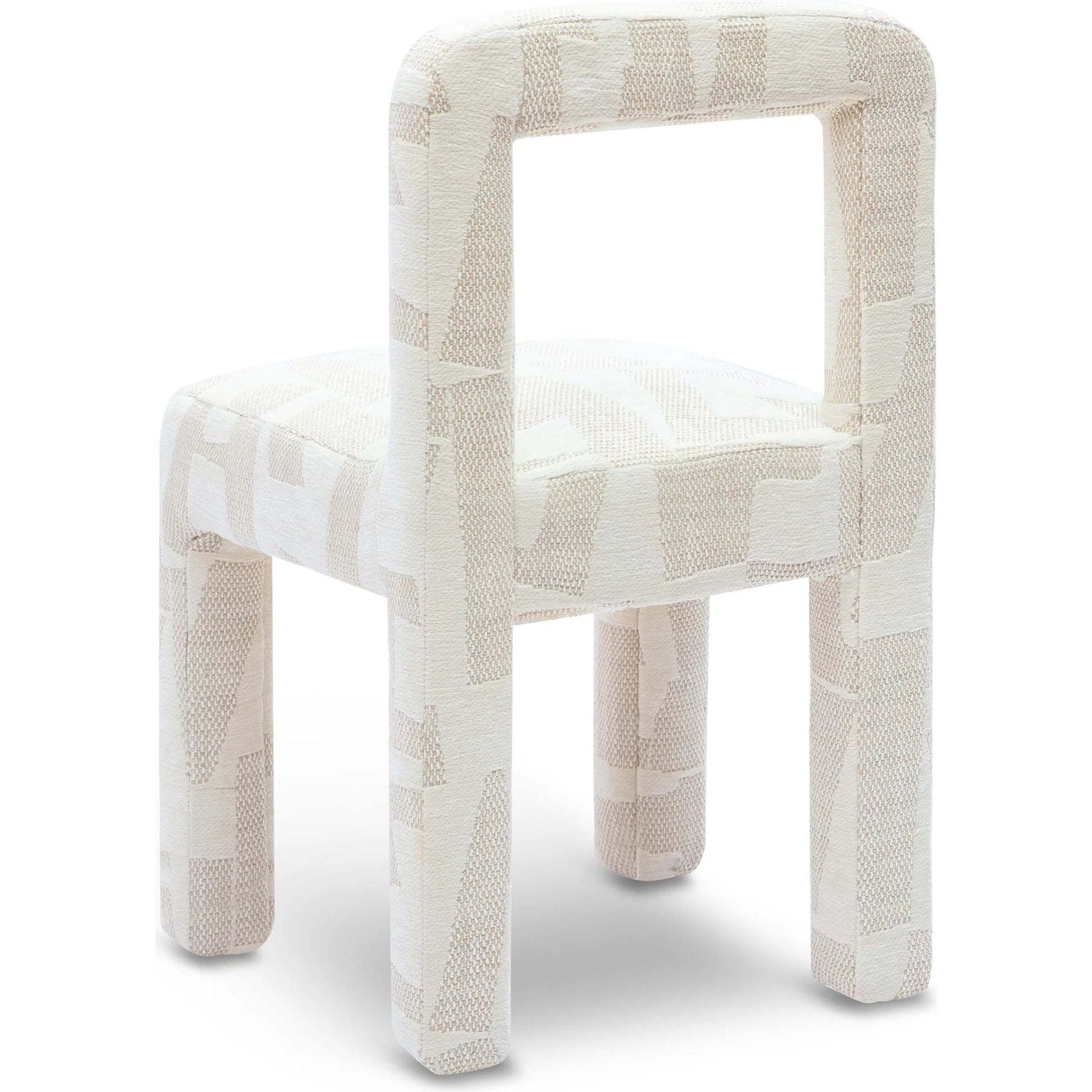 Hazel Patterned Jacquard Dining Chair by TOV Furniture in cream. Made from jacquard, plywood, wood in a eclectic & global style.