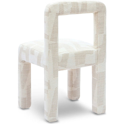 Hazel Patterned Jacquard Dining Chair by TOV Furniture in cream. Made from jacquard, plywood, wood in a eclectic & global style.