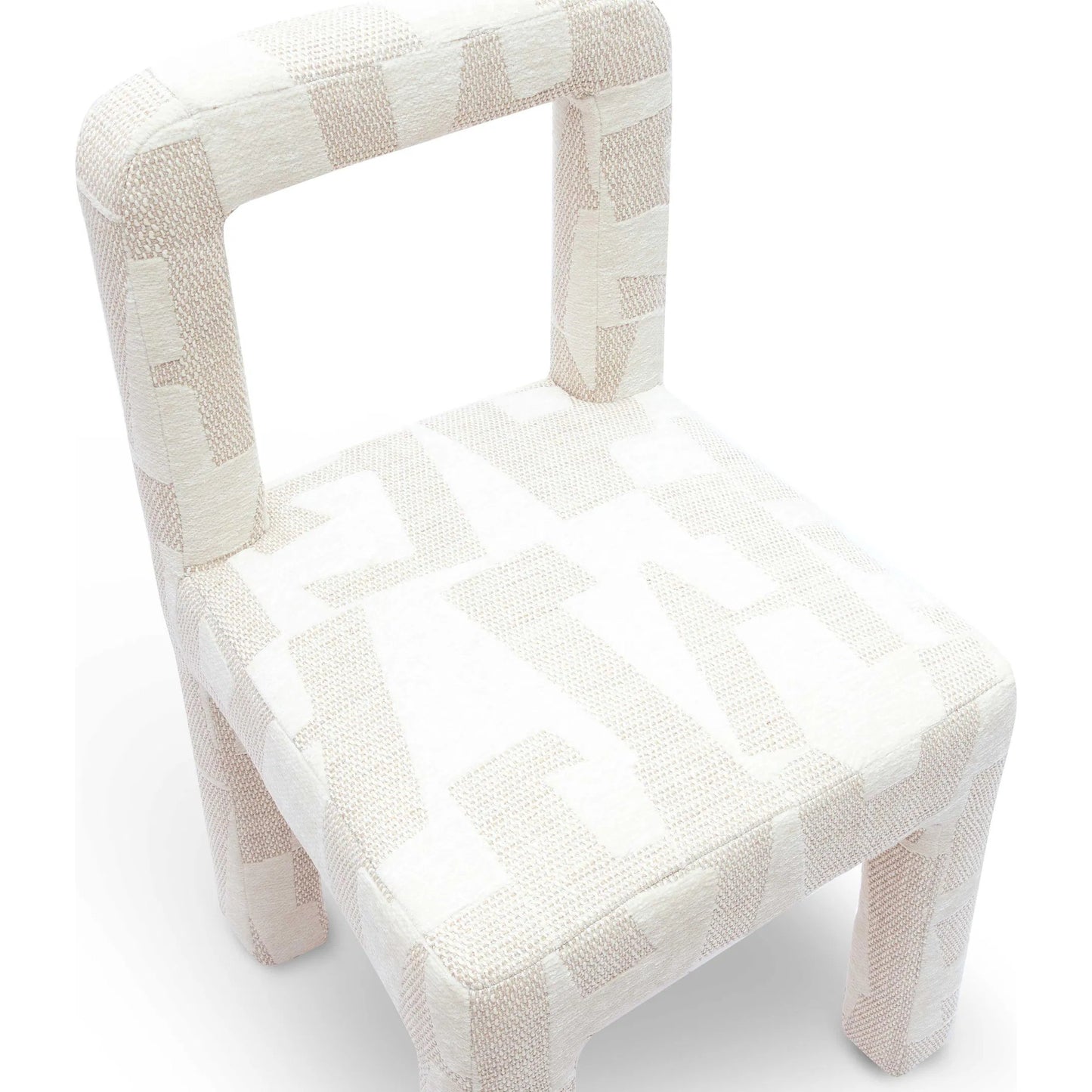 005 SI-2320908 | Closeup | Hazel Patterned Jacquard Dining Chair by TOV Furniture in cream. Made from jacquard, plywood, wood in a eclectic & global style.