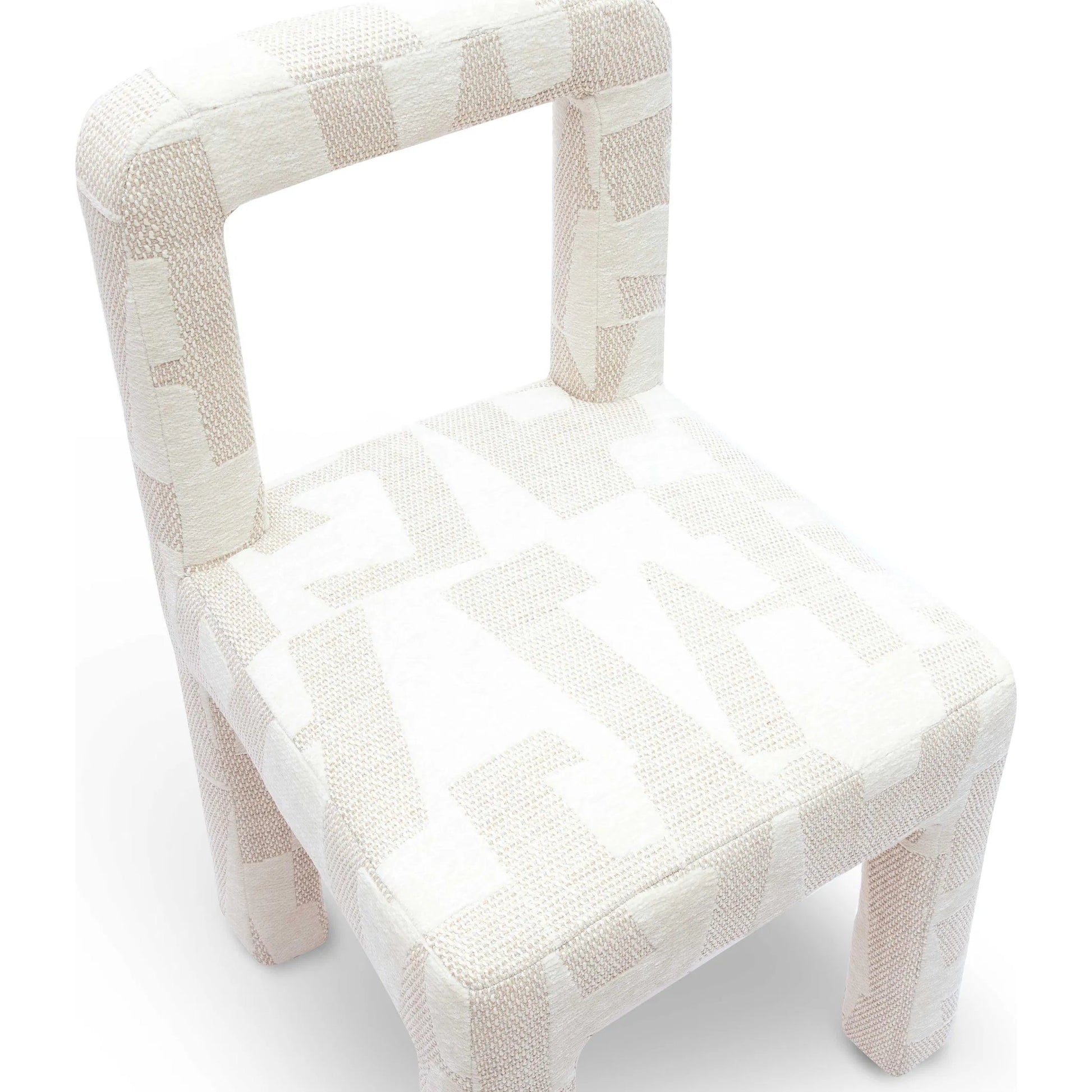 Hazel Patterned Jacquard Dining Chair by TOV Furniture in cream. Made from jacquard, plywood, wood in a eclectic & global style.