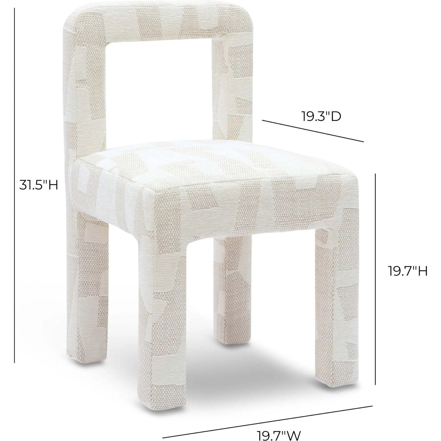 004 SI-2320908 | Additional Silo | Hazel Patterned Jacquard Dining Chair by TOV Furniture in cream. Made from jacquard, plywood, wood in a eclectic & global style.