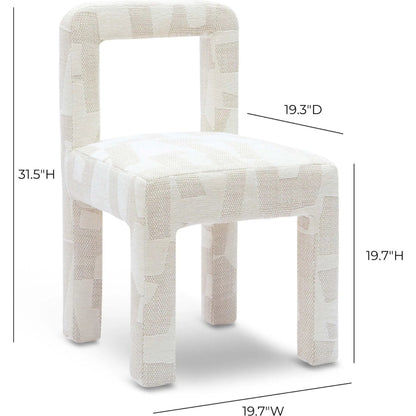 Hazel Patterned Jacquard Dining Chair by TOV Furniture in cream. Made from jacquard, plywood, wood in a eclectic & global style.