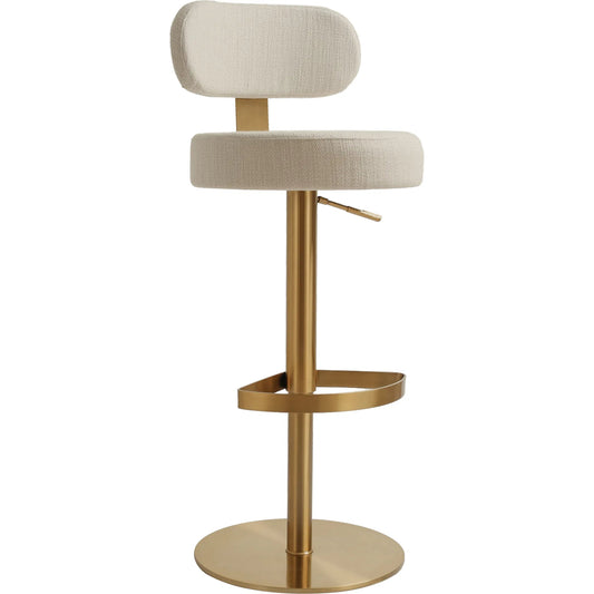 Primrose Textured Performance Fabric Adjustable Stool by TOV Furniture in cream. Made from fabric, stainless steel in a unique style.