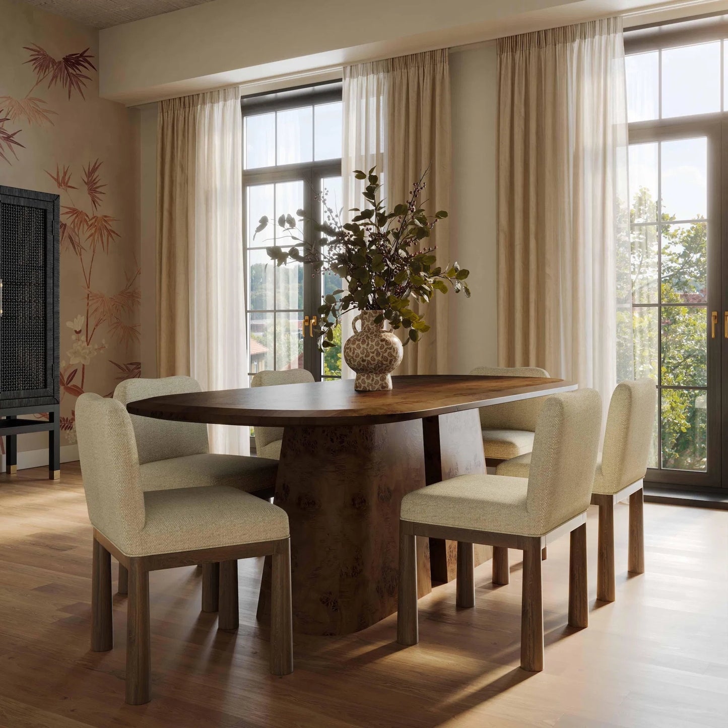 013 SI-2356367 | Lifestyle | Tiara Performance Basketweave Fabric Dining Chair by TOV Furniture. Made from fabric, plywood, wood in a traditional style.