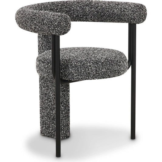 Synn Performance Boucle Dining Chair by TOV Furniture in black. Made from boucle, iron, plywood, wood in a unique style.