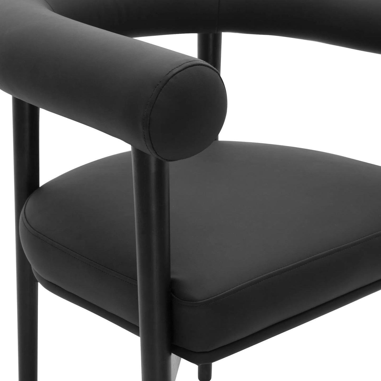 002 SI-2439996 | Closeup | Spara Vegan Leather Dining Chair by TOV Furniture. Made from vegan leather, wood in a modern style.