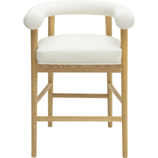 Spara Vegan Leather Counter Stool by TOV Furniture. Made from vegan leather, wood in a unique style.