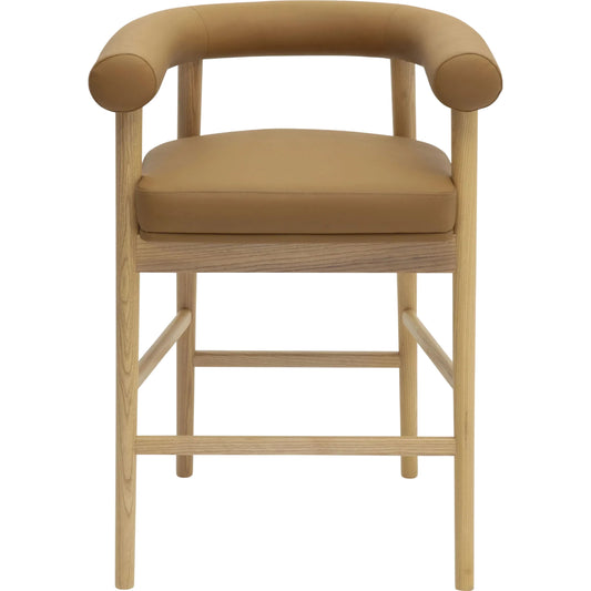 Spara Vegan Leather Counter Stool by TOV Furniture. Made from vegan leather, wood in a unique style.