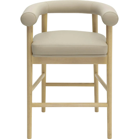 Spara Vegan Leather Counter Stool by TOV Furniture. Made from vegan leather, wood in a unique style.