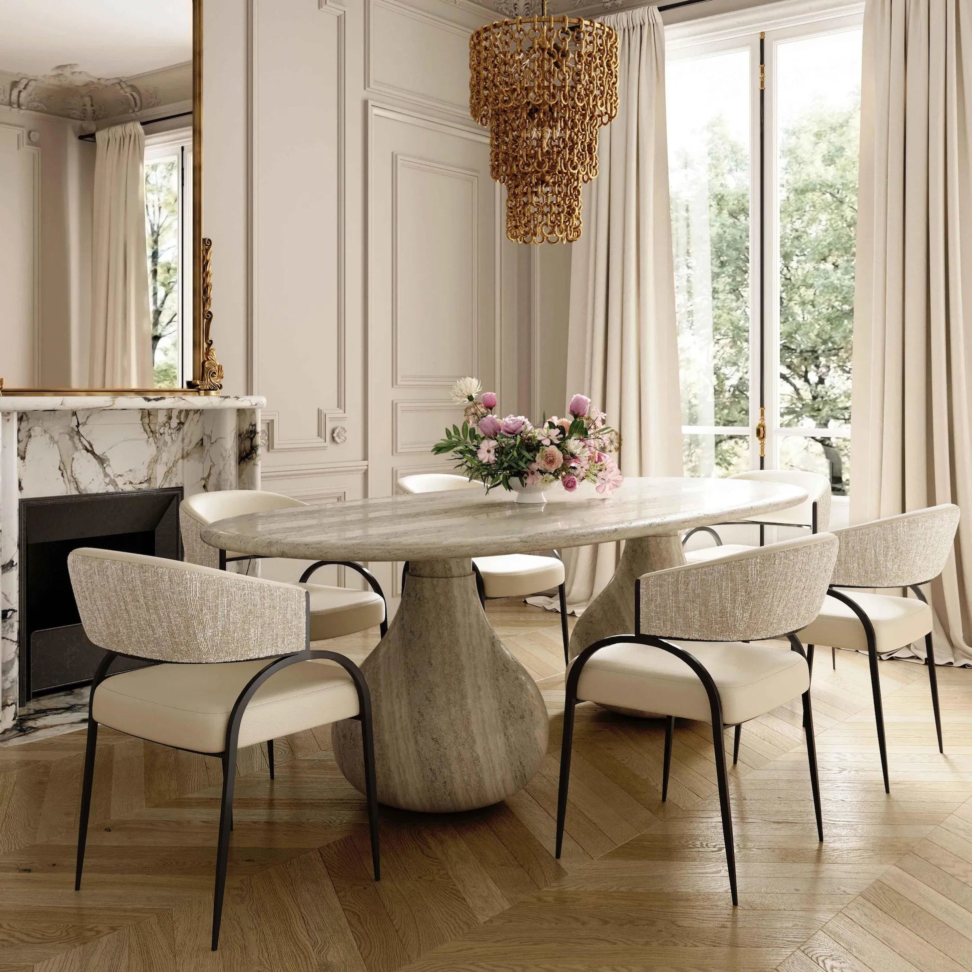Tatum Vegan Leather 2-Tone Dining Chair by TOV Furniture. Made from fabric, foam, plywood, polyester, stainless steel in a unique style.