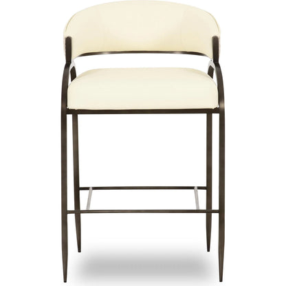 Tatum Vegan Leather 2-Tone Counter Stool by TOV Furniture. Made from fabric, foam, plywood, polyester, stainless steel in a unique style.