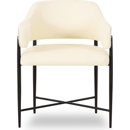 Sezanne Vegan Leather 2-Tone Dining Chair by TOV Furniture. Made from fabric, foam, iron, plywood, polyester, stainless steel in a unique style.