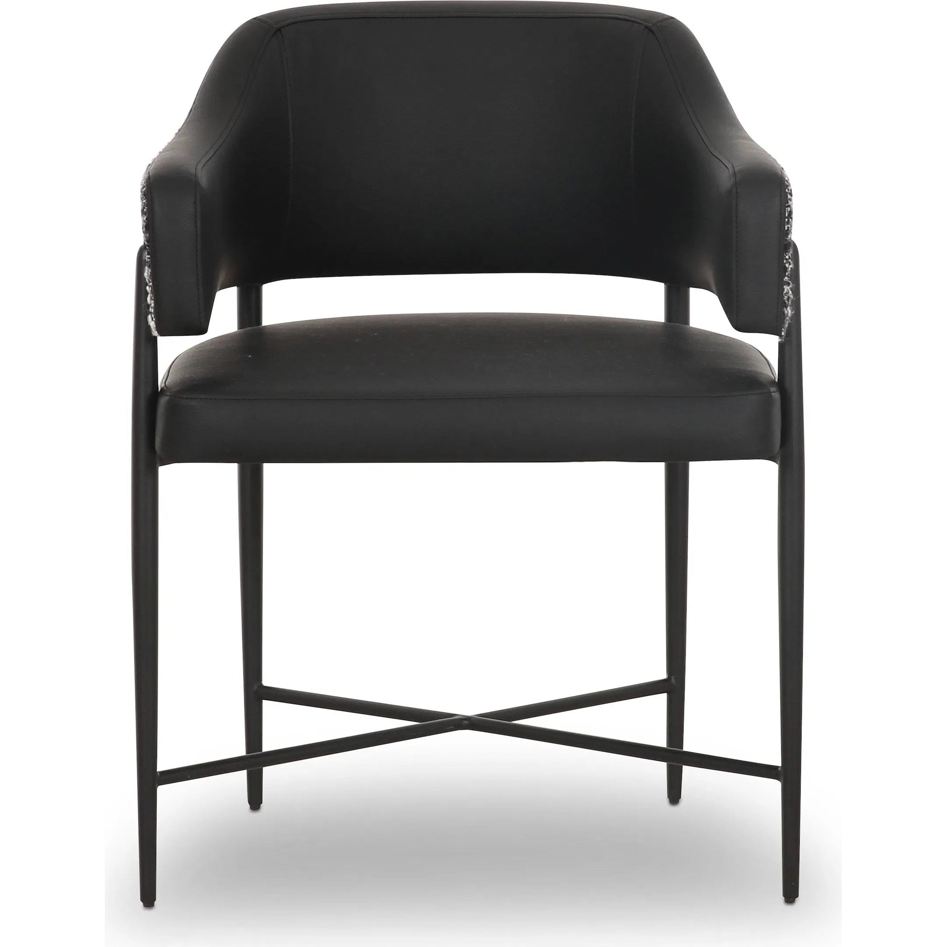 Sezanne Vegan Leather 2-Tone Dining Chair by TOV Furniture. Made from fabric, foam, iron, plywood, polyester, stainless steel in a unique style.