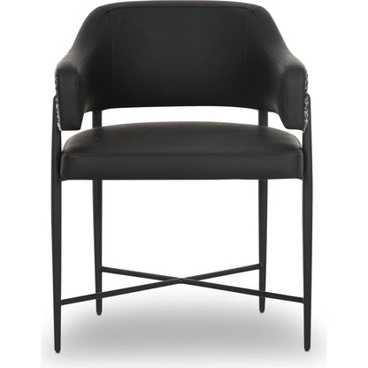 Sezanne Vegan Leather 2-Tone Dining Chair by TOV Furniture. Made from fabric, foam, iron, plywood, polyester, stainless steel in a unique style.
