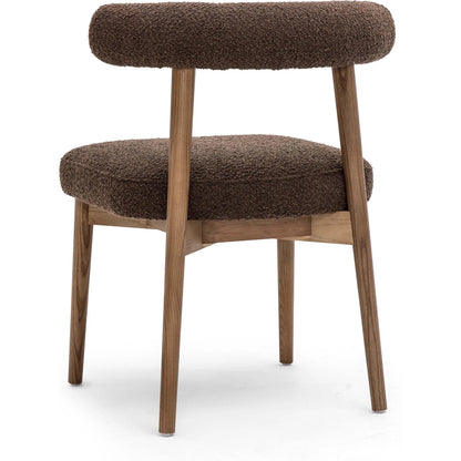 Spara Performance Boucle Side Chair by TOV Furniture in chocolate brown. Made from ash wood, boucle in a unique style.
