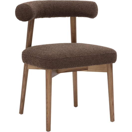 001 SI-2454382 | Primary Silo | Spara Performance Boucle Side Chair by TOV Furniture in chocolate brown. Made from ash wood, boucle in a unique style.
