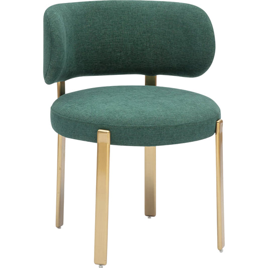 Margaret Performance Chenille Dining Chair by TOV Furniture in green. Made from fabric, pine, plywood, stainless steel in a unique style.