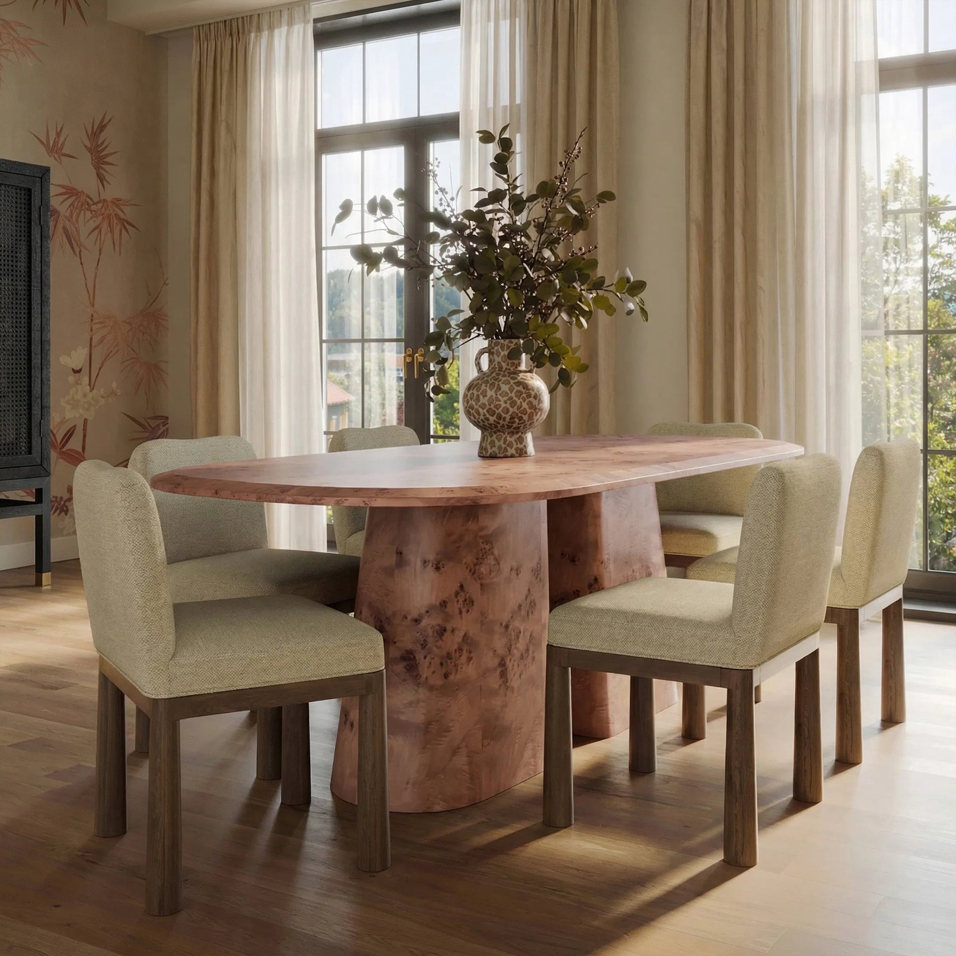 Gladyss Burl Oval Dining Table by TOV Furniture. Made from mdf, veneer in a transitional style.