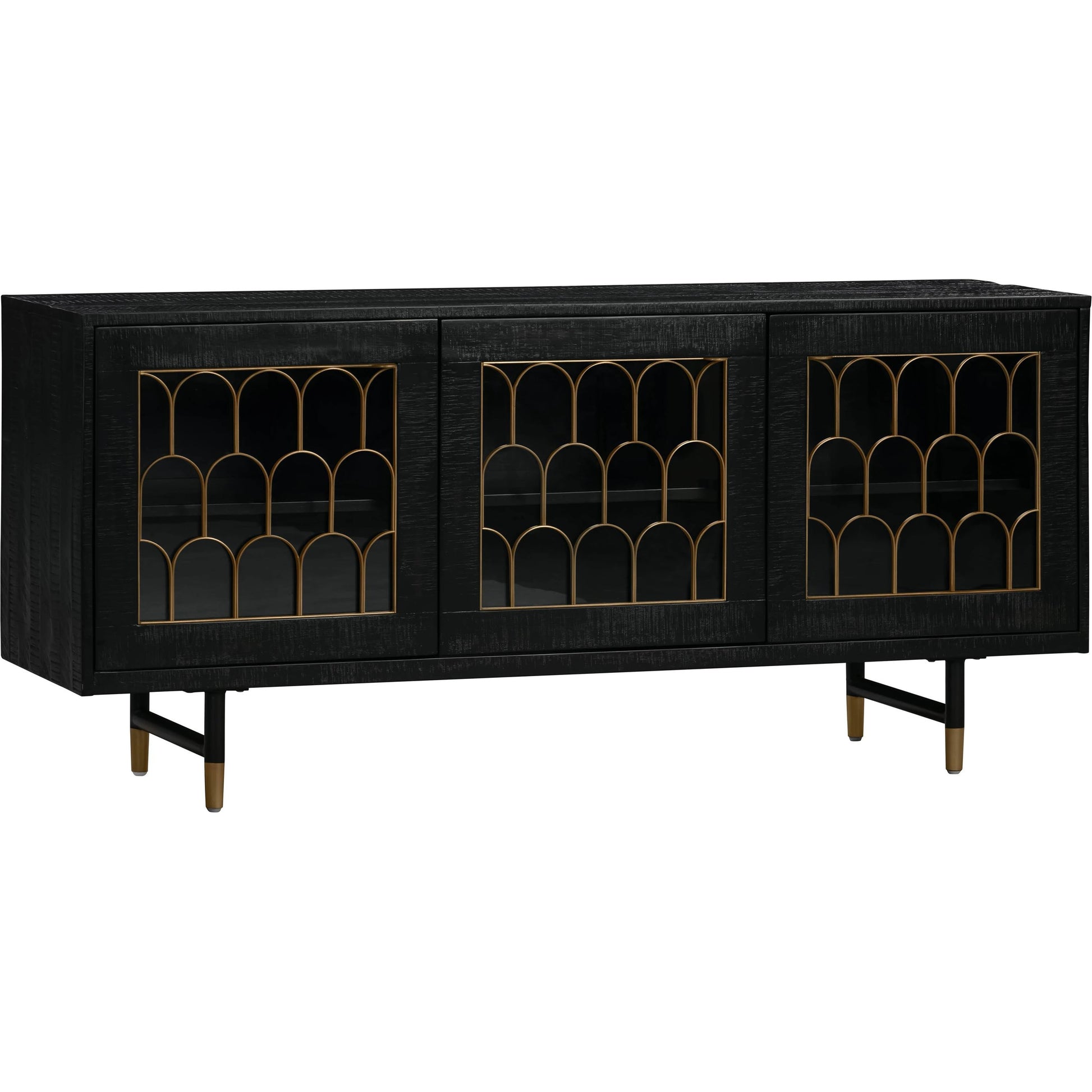 Gatsby Wood Buffet by TOV Furniture in natural and black. Made from acacia, steel, tempered glass in a modern style.
