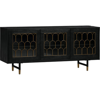 Gatsby Wood Buffet by TOV Furniture in natural and black. Made from acacia, steel, tempered glass in a modern style.