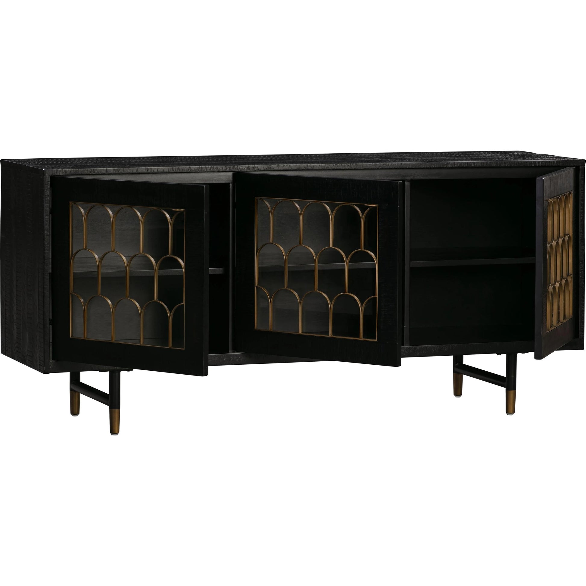 Gatsby Wood Buffet by TOV Furniture in natural and black. Made from acacia, steel, tempered glass in a modern style.