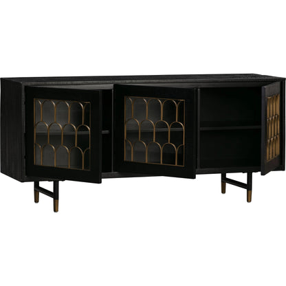 Gatsby Wood Buffet by TOV Furniture in natural and black. Made from acacia, steel, tempered glass in a modern style.
