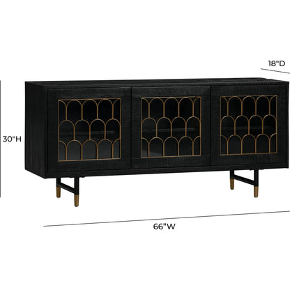 Gatsby Wood Buffet by TOV Furniture in natural and black. Made from acacia, steel, tempered glass in a modern style.