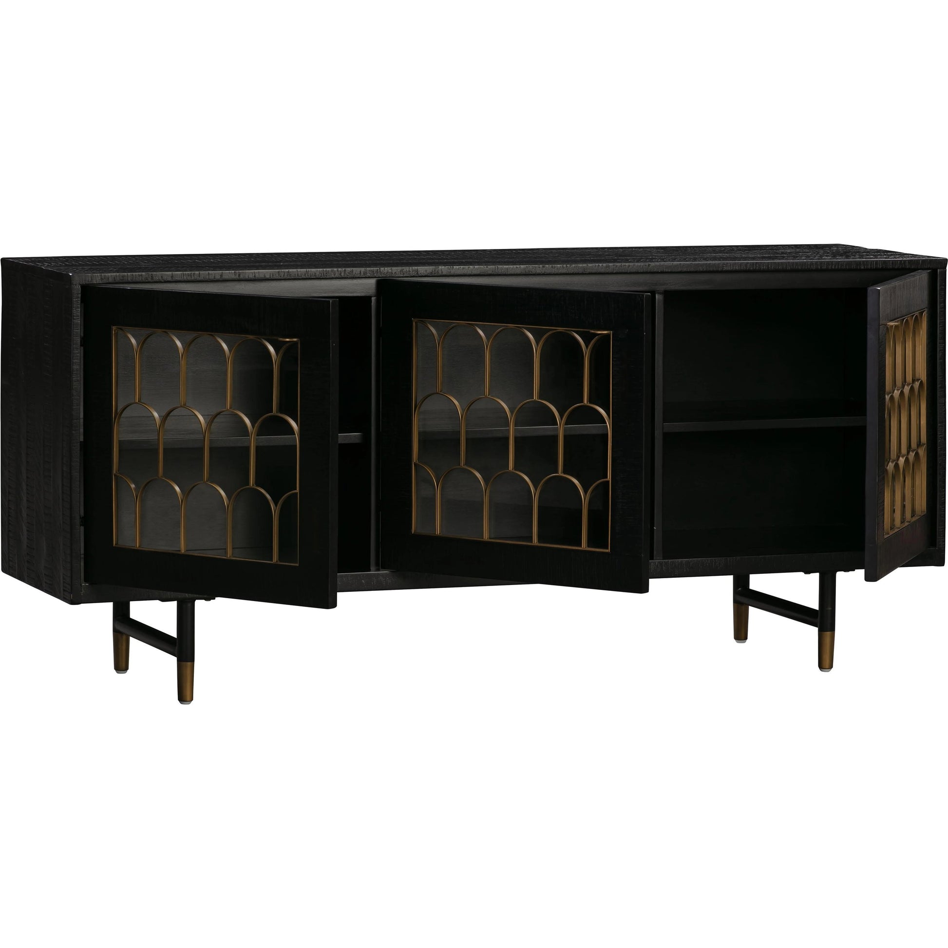 Gatsby Wood Buffet by TOV Furniture in natural and black. Made from acacia, steel, tempered glass in a modern style.