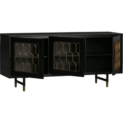 Gatsby Wood Buffet by TOV Furniture in natural and black. Made from acacia, steel, tempered glass in a modern style.