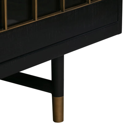 Gatsby Wood Buffet by TOV Furniture in natural and black. Made from acacia, steel, tempered glass in a modern style.