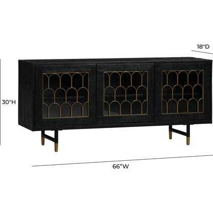 Gatsby Wood Buffet by TOV Furniture in natural and black. Made from acacia, steel, tempered glass in a modern style.