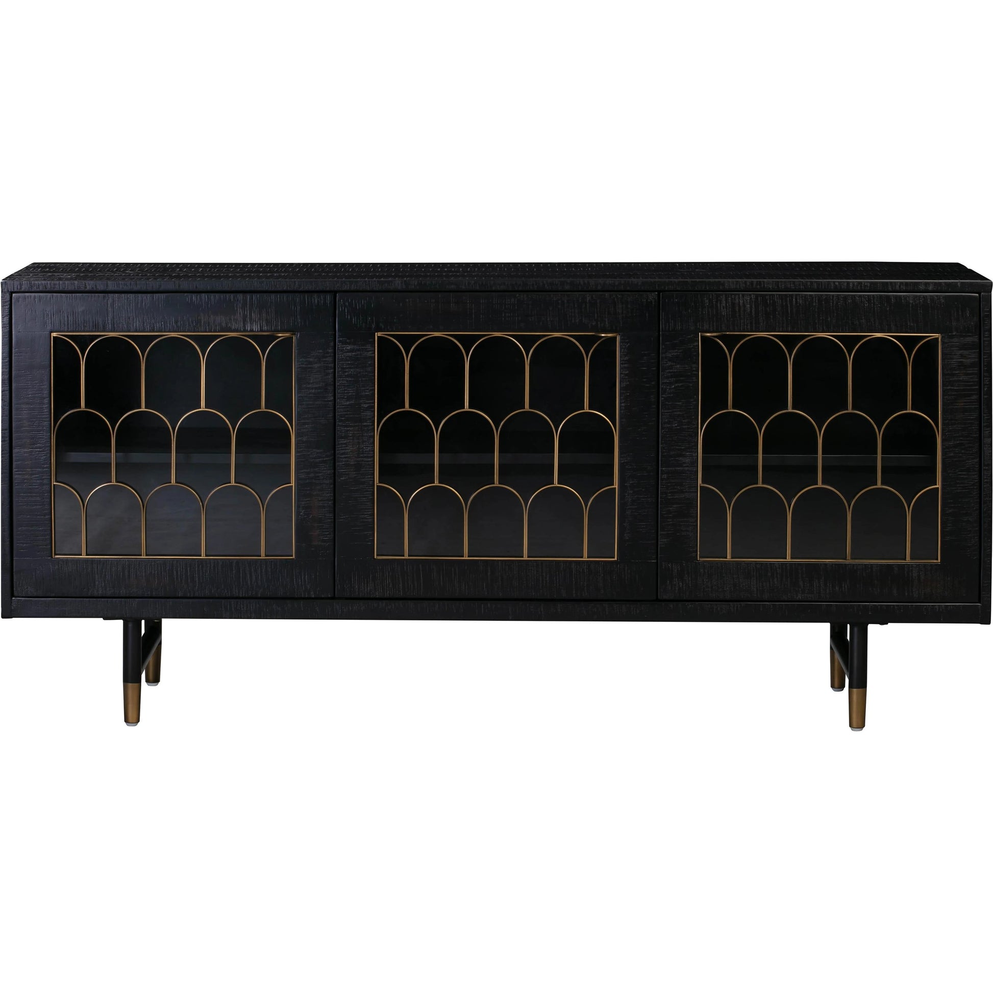 Gatsby Wood Buffet by TOV Furniture in natural and black. Made from acacia, steel, tempered glass in a modern style.