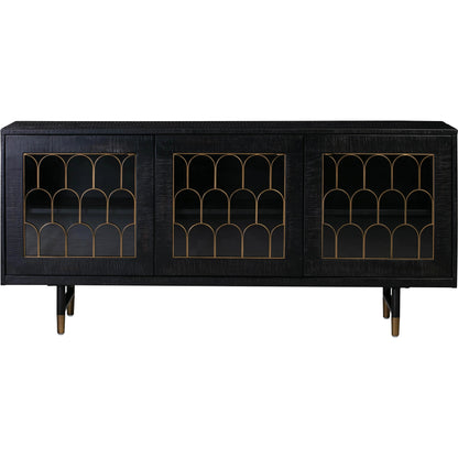 Gatsby Wood Buffet by TOV Furniture in natural and black. Made from acacia, steel, tempered glass in a modern style.