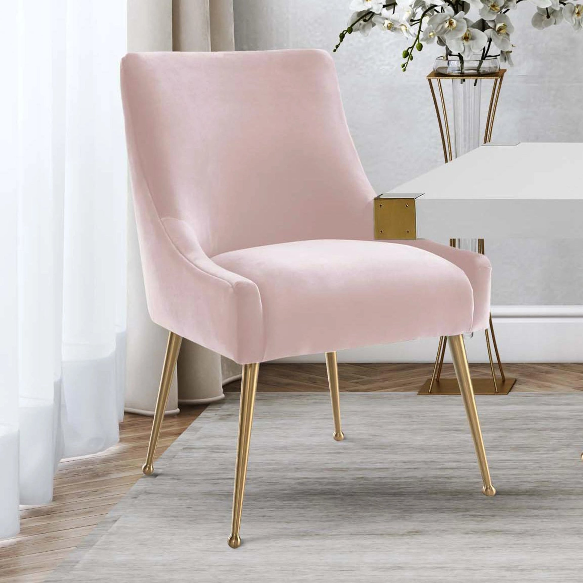 Beatrix Side Chair by TOV Furniture. Made from velvet in a modern style.