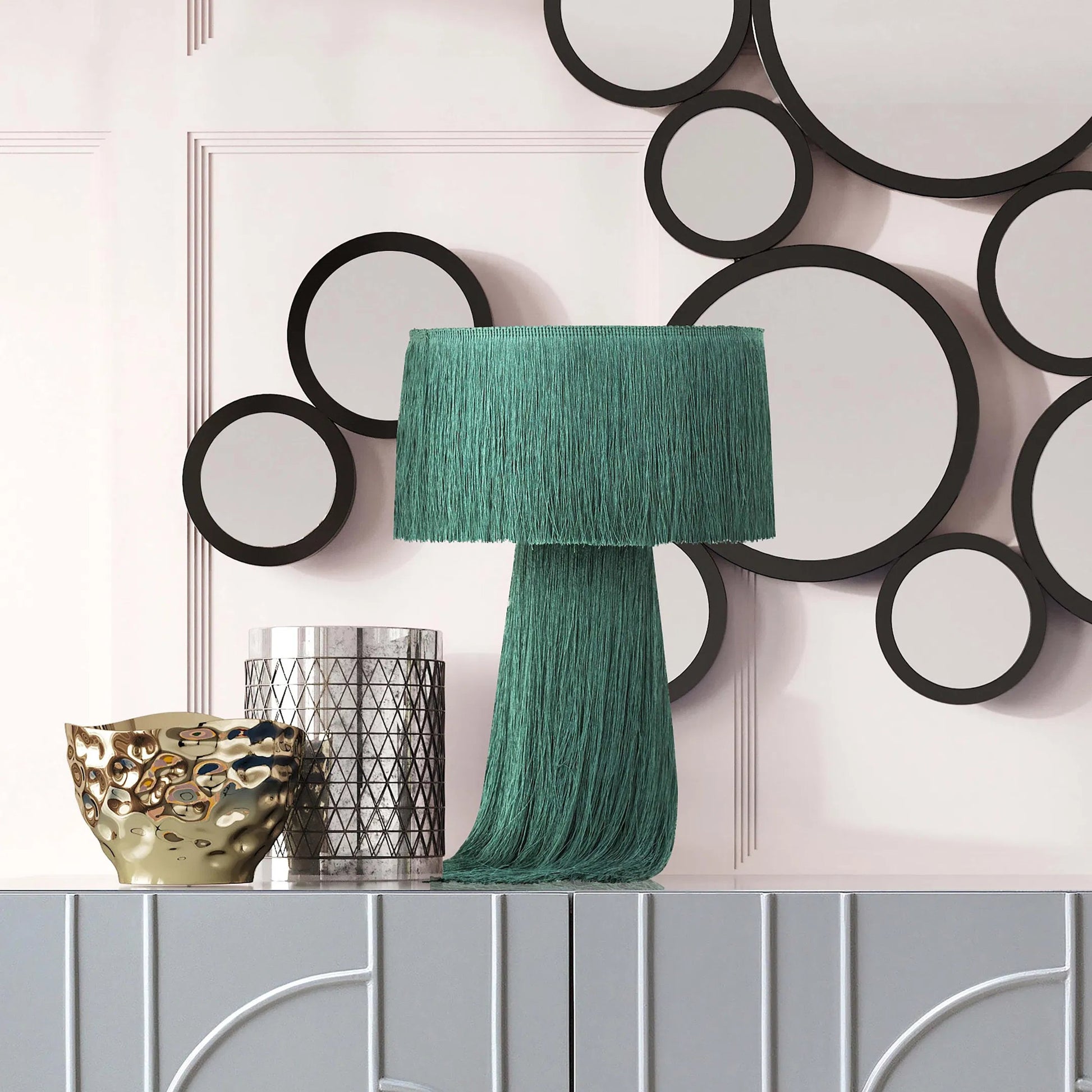 Atolla Tassel Table Lamp by TOV Furniture. Made from cotton in a eclectic & global style.