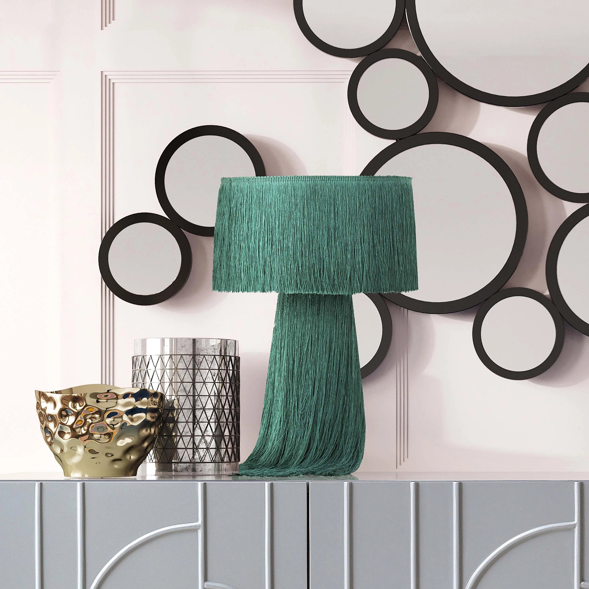 Atolla Tassel Table Lamp by TOV Furniture. Made from cotton in a eclectic & global style.