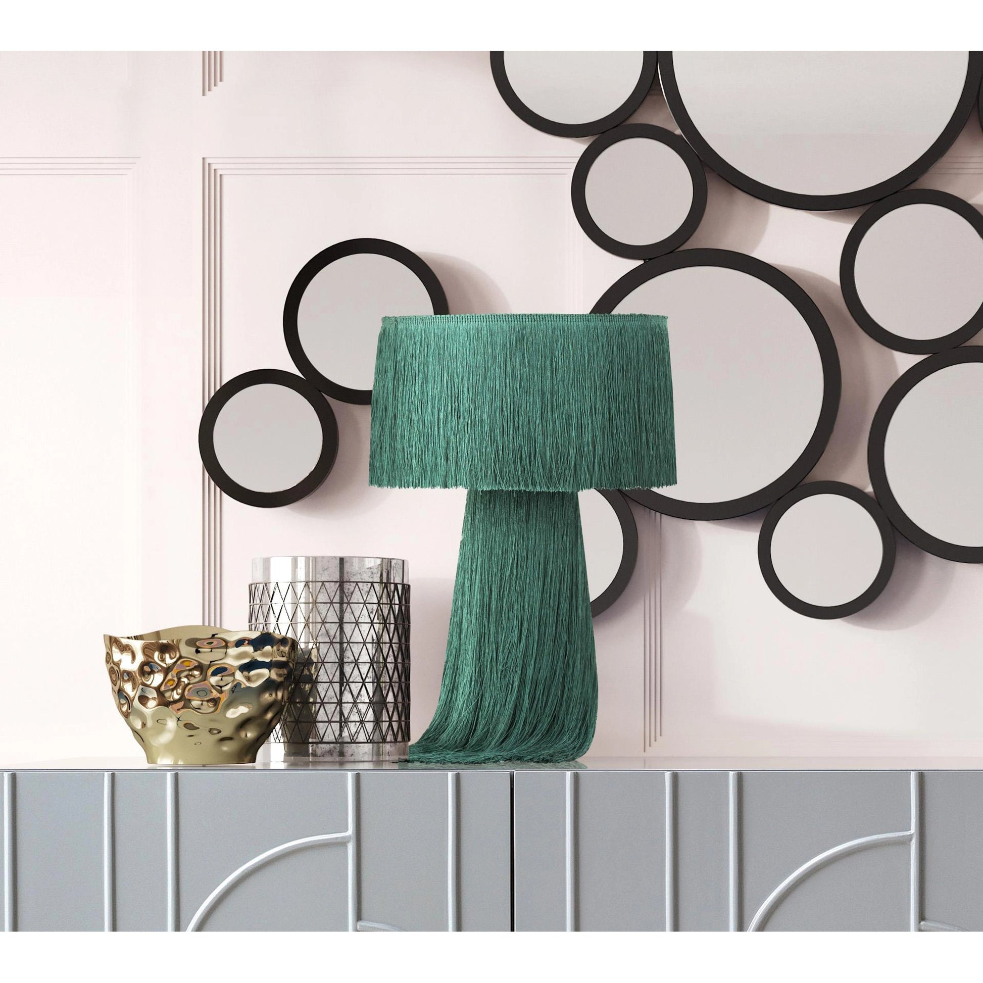 Atolla Tassel Table Lamp by TOV Furniture. Made from cotton in a eclectic & global style.