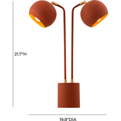 Hubli Table Lamp by TOV Furniture in red terracotta. Made from iron, brass in a modern style.