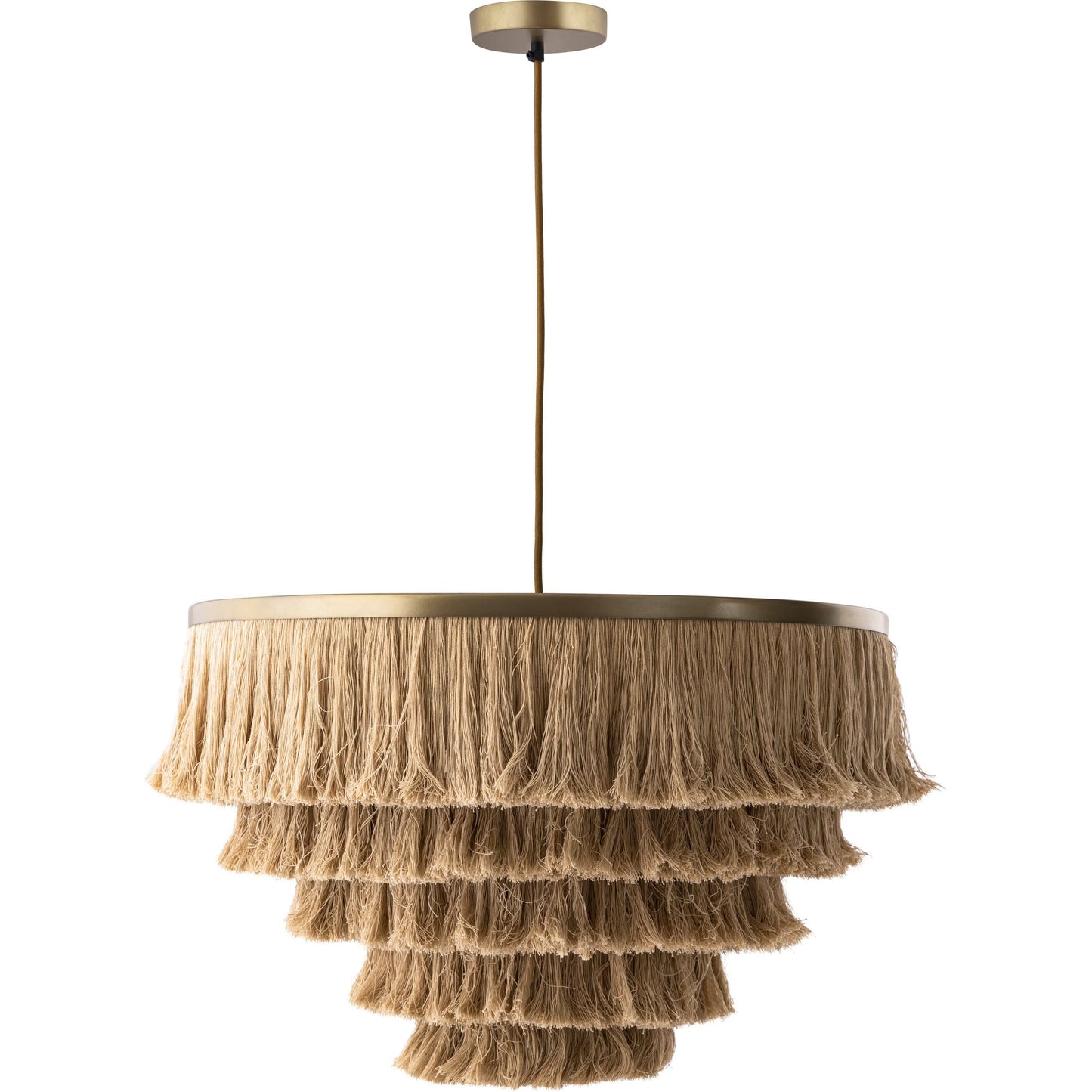 001 SI-1787255 | Primary Silo | Sarai Fringe Pendant by TOV Furniture in brass,natural. Made from brass in a eclectic & global style.