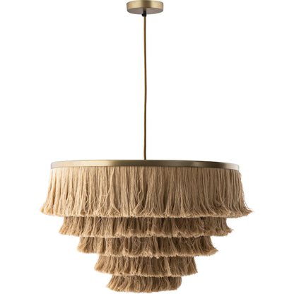 Sarai Fringe Pendant by TOV Furniture in brass,natural. Made from brass in a eclectic & global style.