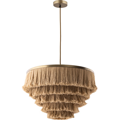 Sarai Fringe Pendant by TOV Furniture in brass,natural. Made from brass in a eclectic & global style.