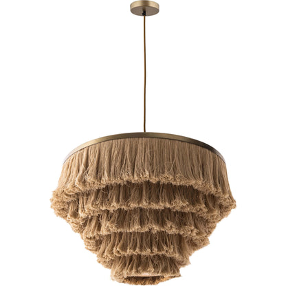 Sarai Fringe Pendant by TOV Furniture in brass,natural. Made from brass in a eclectic & global style.