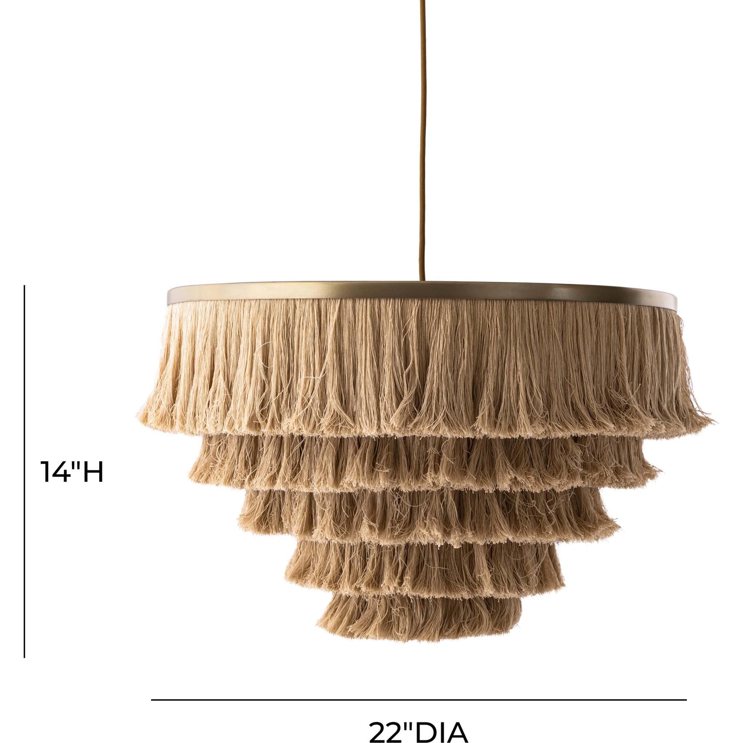 004 SI-1787255 | Additional Silo | Sarai Fringe Pendant by TOV Furniture in brass,natural. Made from brass in a eclectic & global style.