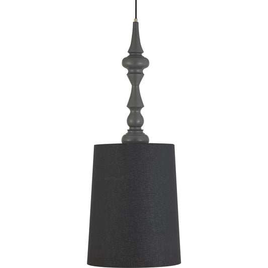 Yaretzi Pendant Lamp by TOV Furniture in black, charcoal. Made from fabric, iron in a modern style.