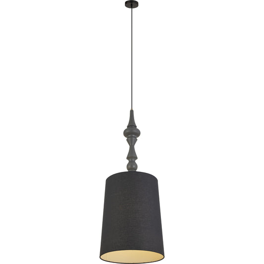 Yaretzi Pendant Lamp by TOV Furniture in black, charcoal. Made from fabric, iron in a modern style.
